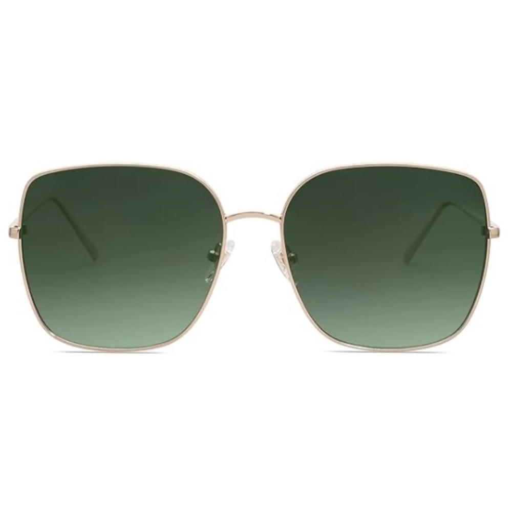 Oversized Square Metal Frame Sunglasses Flat Lens SJ1146 Green